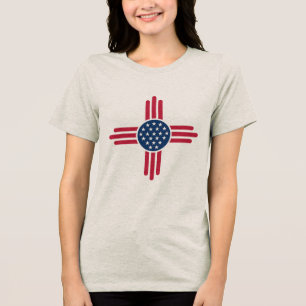 Minimalist American Zia Symbol – Clean Modern USA Tri-Blend Shirt