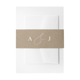Minimalist Ampersand Monogram Wedding Faux Kraft Invitation Belly Band