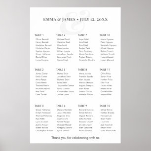 Minimalist Ampersand Wedding 12 Seating Chart