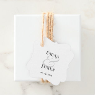 Minimalist Ampersand Wedding Names & Date Blank Favour Tags