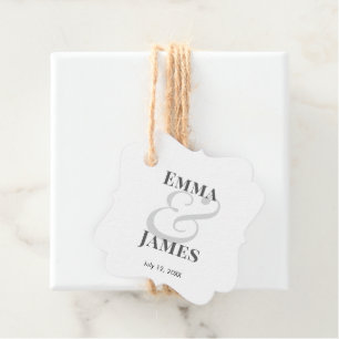Minimalist Ampersand Wedding Names & Date Blank Favour Tags