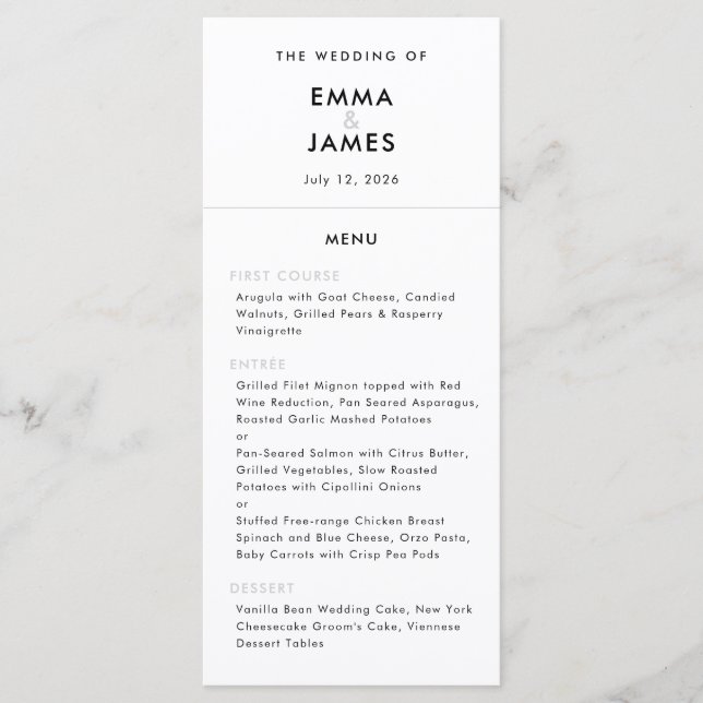 Minimalist Ampersand Wedding | QR Code | Elegant Menu (Front)