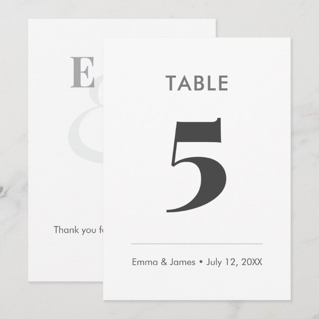 Minimalist Ampersand Wedding | Table Number (Front/Back)