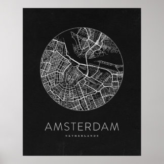 Minimalist Amsterdam City Map Poster
