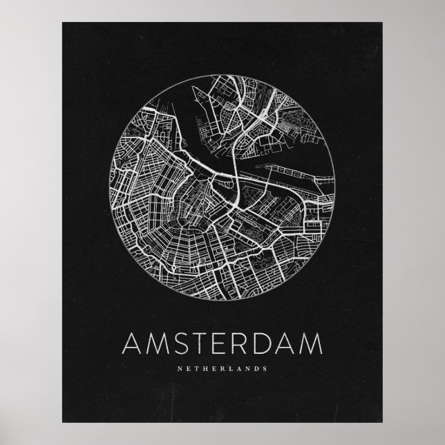 Minimalist Amsterdam City Map Poster (Front)