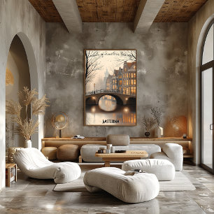 Minimalist Amsterdam City Skyline Wall Art Poster