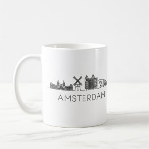 Minimalist Amsterdam Skyline Silhouette Coffee Mug