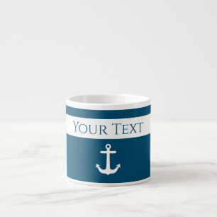 Minimalist Anchor & Stripes Nautical Espresso Cup