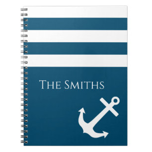 Minimalist Anchor & Stripes Nautical Notebook
