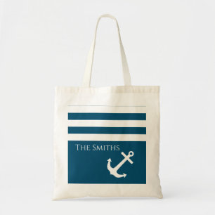 Minimalist Anchor & Stripes Nautical Tote Bag