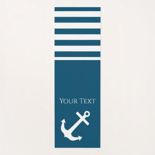 Minimalist Anchor & Stripes Nautical Yoga Mat
