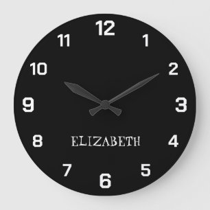 Minimalist and Elegant Black and White Name  Large Clock