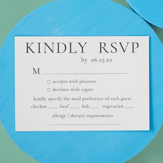 Minimalist And Elegant Wedding With Meal Choice RSVP Card (Creator Uploaded)