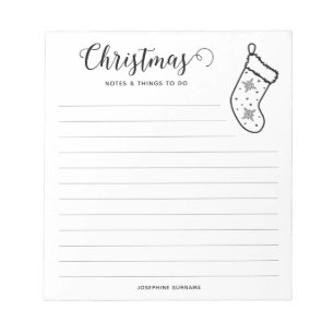 Minimalist And Festive Christmas Stocking Line Art Notepad