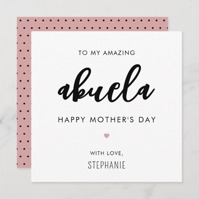 Minimalist and Modern Abuela Grandma Mother's Day Card (Front/Back)