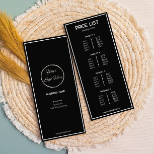 Minimalist and modern black simple price list rack card