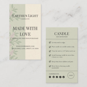Minimalist and Modern Botanical Candle Care Card