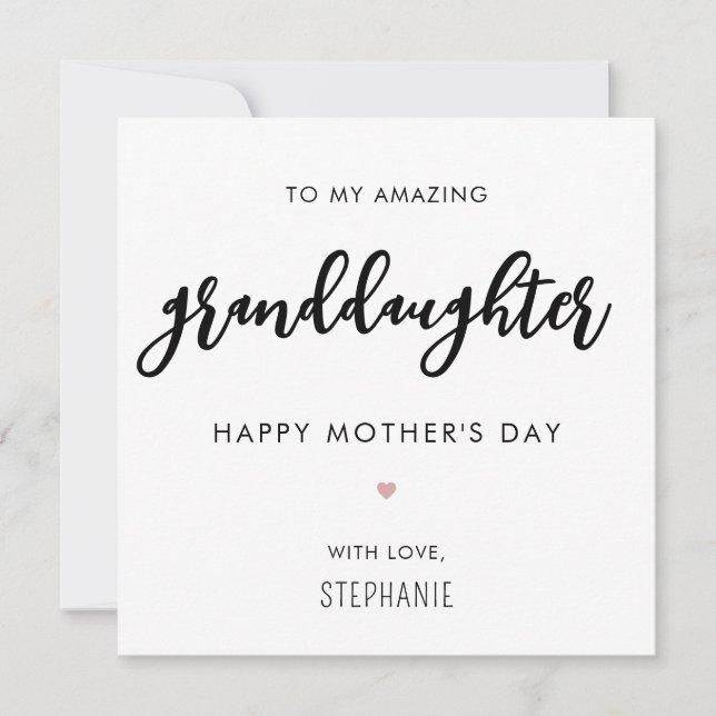 Minimalist and Modern Granddaughter Mother's Day Card (Front)