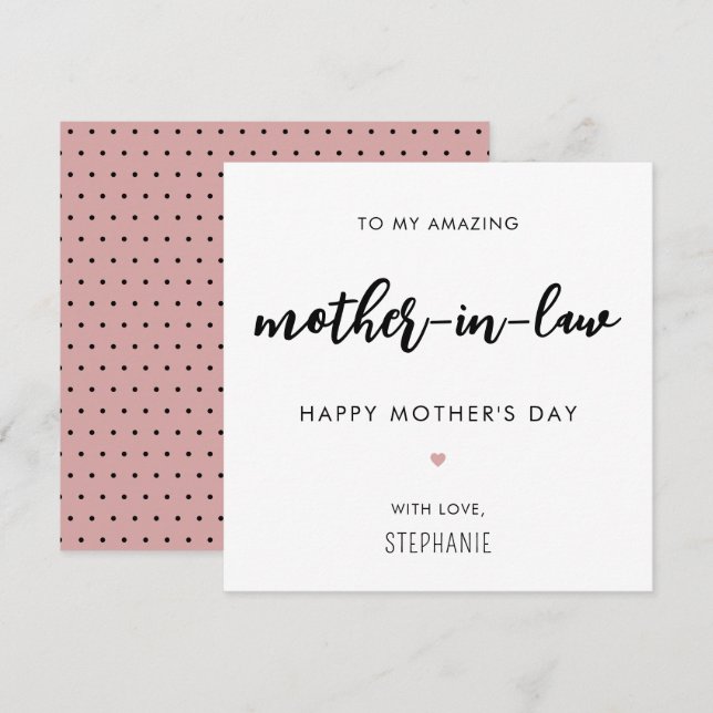 Minimalist and Modern Mother in Law Mother's Day Card (Front/Back)