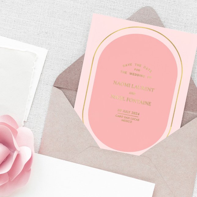 Minimalist and Modern Pink and Gold Save The Date (Creator Uploaded)