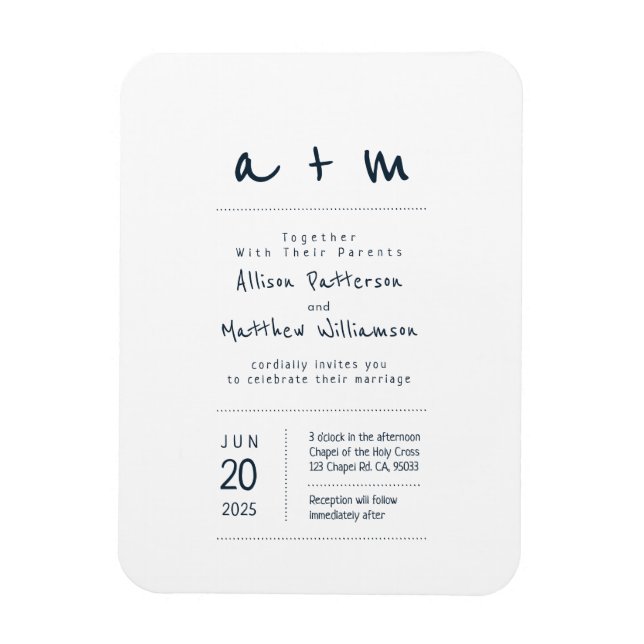 Minimalist and Modern Wedding Invitation Magnet (Vertical)