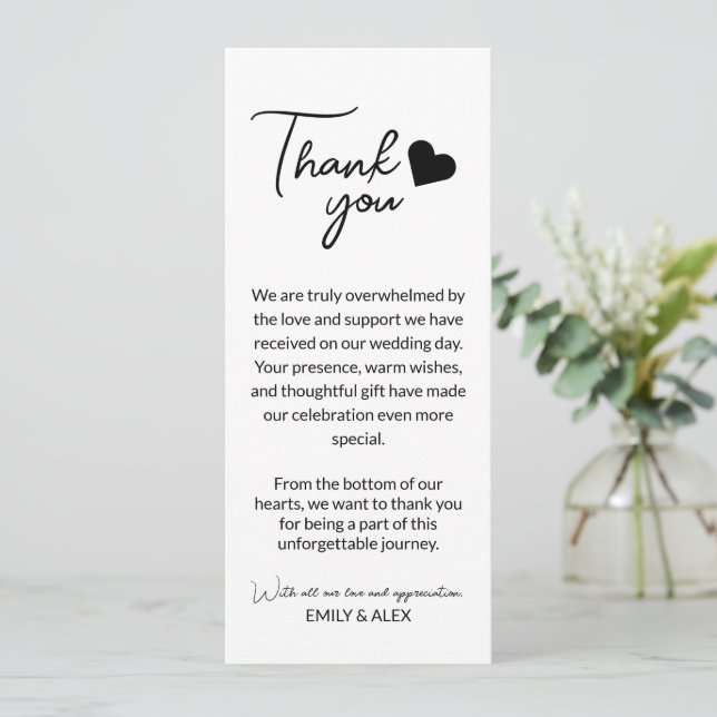 Minimalist And Modern Wedding Thank You Note (Standing Front)