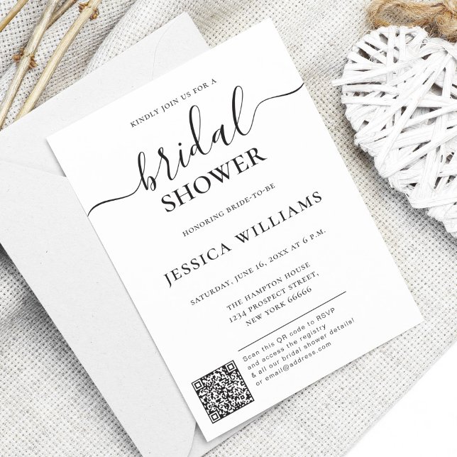 Minimalist and Modern With QR Code Bridal Shower Invitation (Creator Uploaded)