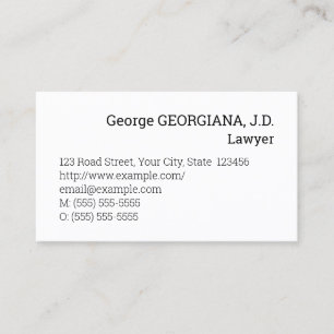 Minimalist and Plain Lawyer Business Card