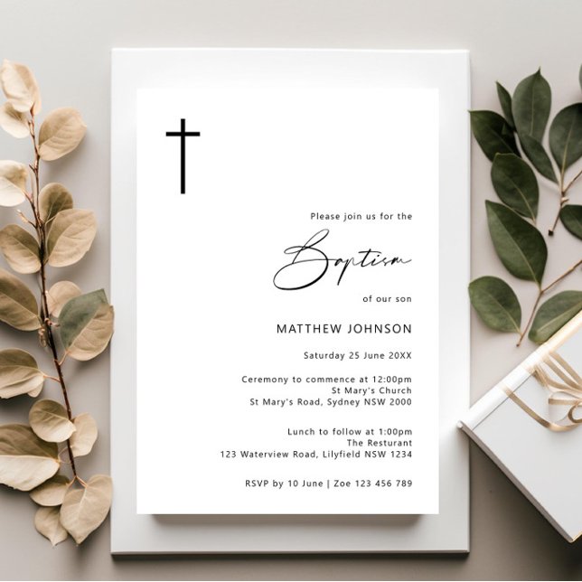 Minimalist and simple baptism christening invitation (Creator Uploaded)