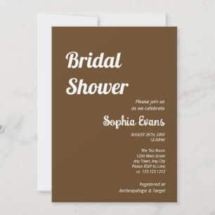 Minimalist and Simple Dark Brown Bridal Shower Invitation