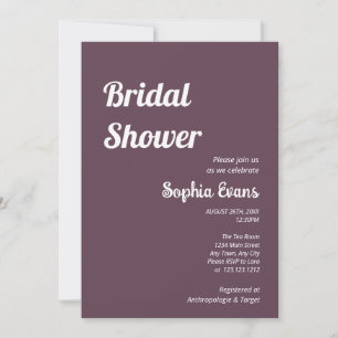 Minimalist and Simple Eggplant Bridal Shower Invitation