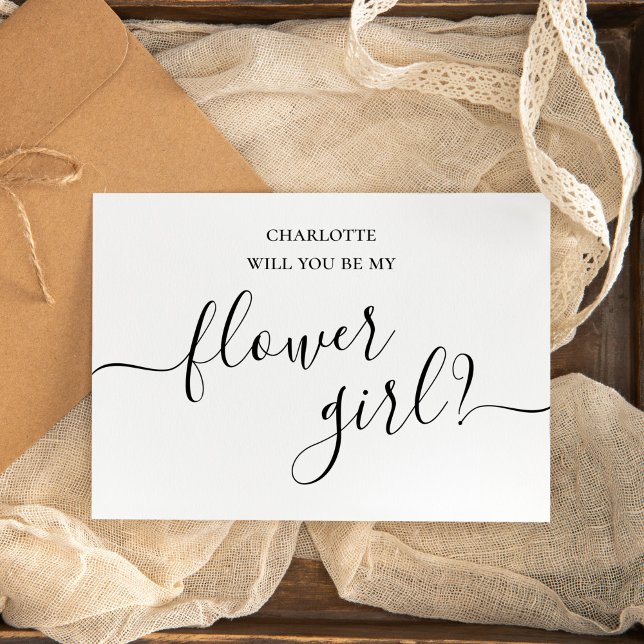 Minimalist And Simple Flower Girl Proposal Card (Creator Uploaded)