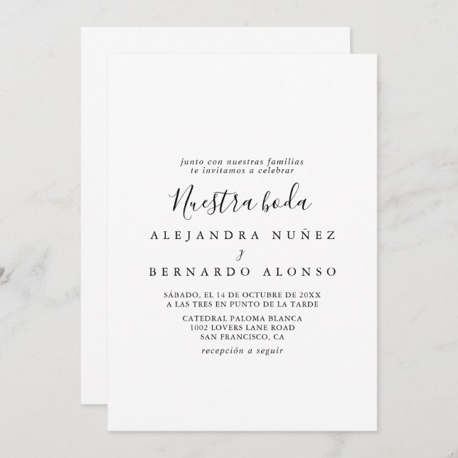 Minimalist and Simple Invitation From Our Wedding (Front/Back)