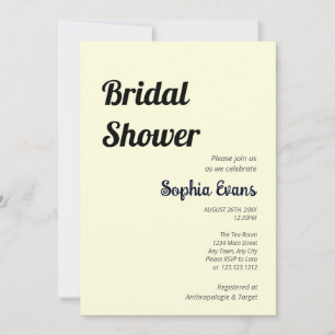 Minimalist and Simple Light Yellow Bridal Shower Invitation