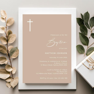 Minimalist and simple photo baptism christening invitation