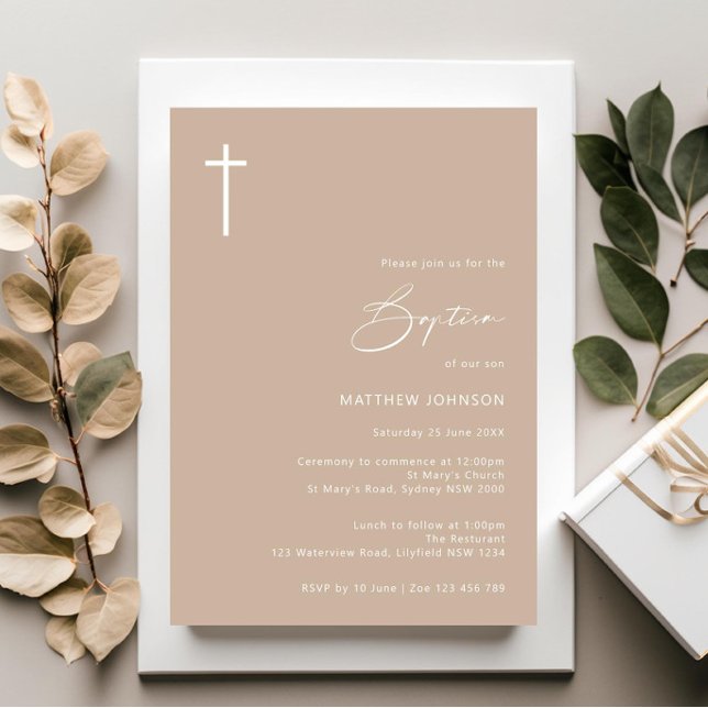 Minimalist and simple photo baptism christening invitation (Creator Uploaded)