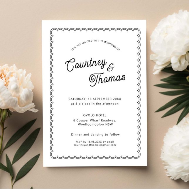 Minimalist and simple scalloped border with RSVP Invitation (Creator Uploaded)
