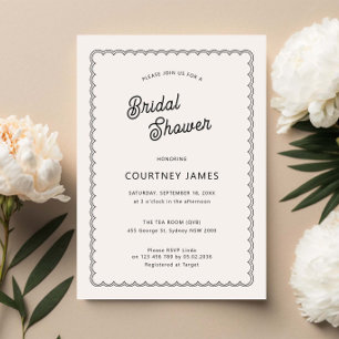 Minimalist and simple scalloped Bridal Shower Invitation