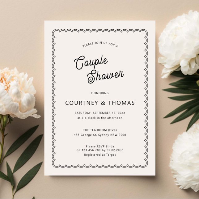 Minimalist and simple scalloped couple shower invitation (Creator Uploaded)