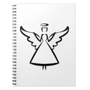 Minimalist Angel Wings & Halo Modern Graphic Sil Notebook