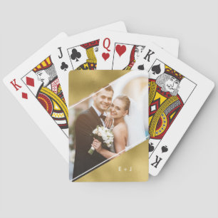 Minimalist Angle Monogrammed Custom Photo Playing  Cards