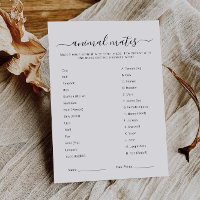 Minimalist Animal Mates Quiz Bridal Shower Game
