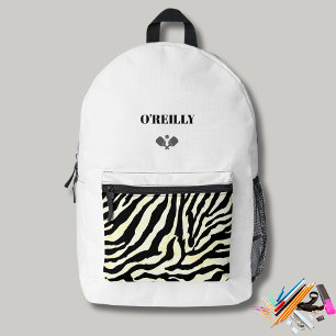 Minimalist Animal Print Modern Monogram Pickleball Printed Backpack