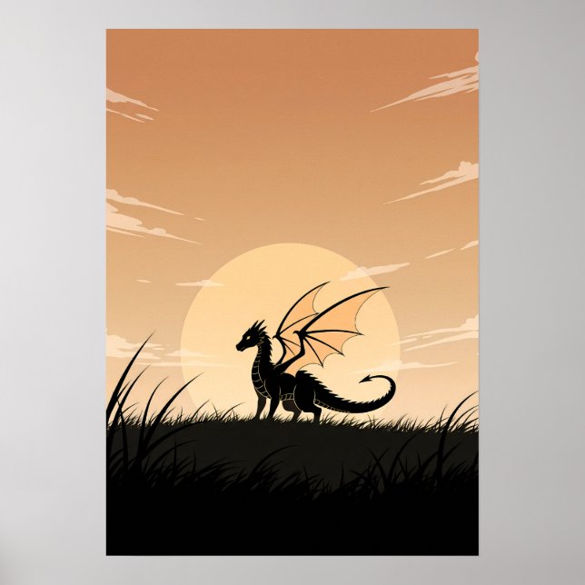 Minimalist Anime Dragon Poster (Front)