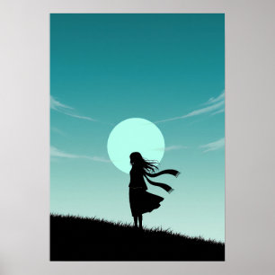Minimalist Anime Girl Poster