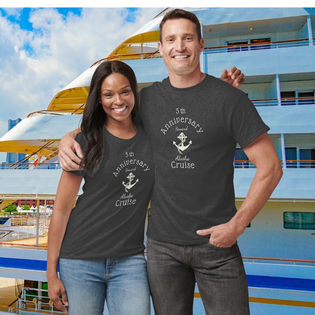 Minimalist  Anniversary Cruise Alaska Personalise T-Shirt (Creator Uploaded)