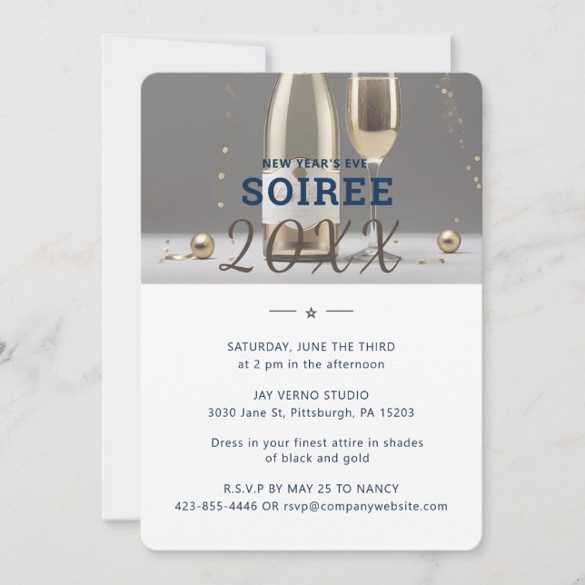 Minimalist Annual Company New Year's Soiree Party Invitation (Front)
