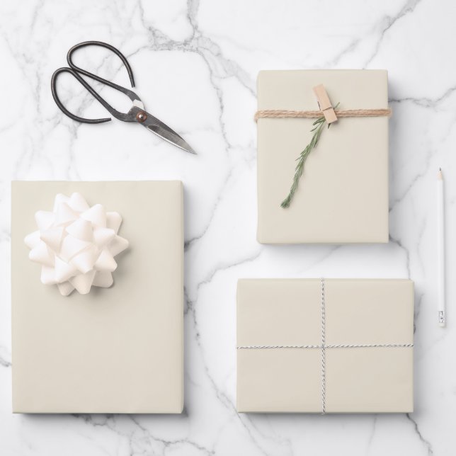 Minimalist antique white solid plain elegant wrapping paper sheet (Front)