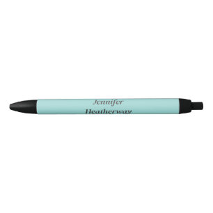 Minimalist aqua blue custom name black ink pen