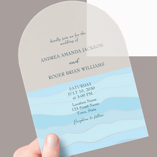 Minimalist Aqua Blue Wedding Acrylic Invitations (Creator Uploaded)